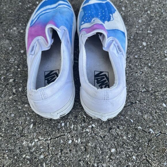 Vans Slip On Shoes Womens 8 Classic White Custom Painted Sneakers Low Top - Picture 7 of 16